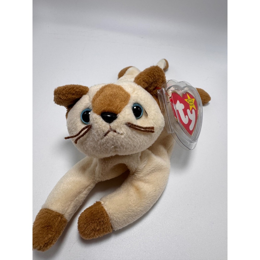Ty Beanie Baby Snip the Siamese Cat Plush Toy Blue Eyes 1996 Style 4120